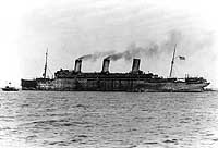 Photo #  NH 94331:  S.S. Leviathan en route to Newport News, Virginia, to be refitted, April 1922