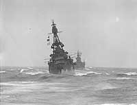 Photo # NH 94642:  USS Louisville in the Bering Sea, May 1943