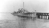 Photo # NH 95205:  USS Kalk alongside a pier, circa 1919-1922