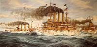 Photo # NH 95513-KN:  The 'Great White Fleet'.  Painting by John Charles Roach, 1984