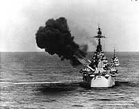 Photo # NH 95822: USS Helena bombarding Chongjin, North Korea, Oct. 1950