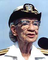 Photo # NH 96920: Commodore Grace M. Hopper speaking at NAS North Island, California, 27 September 1985
