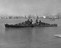 Photo # NH 98442:  USS Oakland in San Francisco Bay, California, 2 August 1943