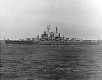 Photo # NH 98918:  USS Fargo underway at sea, 8 May 1946