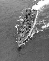 Photo # NH 98995:  USS Taussig underway off Oahu, Hawaii, 10 May 1963