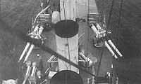 Photo # NH 99573:  USS Hovey's midships twin 4-inch gun mounts