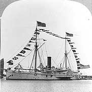 Photo # NH 100314:  USS Monocacy dressed with flags at Tientsen, China, circa 1902