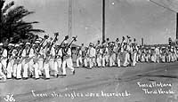 Photo # NH 101486:  Great White Fleet Sailors parade at Santa Barbara, California, April 1908