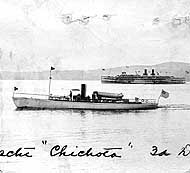 Photo #  NH 102813:  Yacht Chichota underway on the Hudson River, prior to World War I