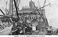 Photo # NH 104480:  Foredeck and bridge of USS Prinz Friedrich Wilhelm, 1919