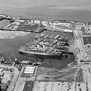 Photo # NH 104594:  MSTS Reserve Fleet at Everett, Washington, 25 June 1957.  USNS General M. C. Meigs is among the ships present.