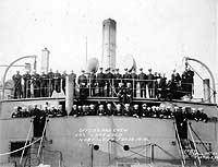 Photo #  NH 104113:  Officers and crew of USS Lakewood in January 1918.