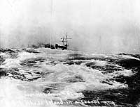 Photo # NH 105804:  USS Rhode Island in a storm, circa 1908