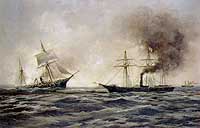 Photo # K-29827: USS Kearsarge sinks CSS Alabama, 19 July 1864