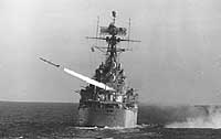 Photo # KN-8743:  USS Canberra fires a Terrier guided missile, December 1963