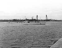 Photo # 19-N-14689:  USS Cachalot leaving the Portsmouth Navy Yard, 7 March 1934