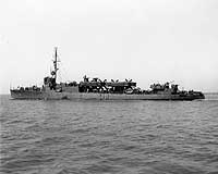 Photo # 19-N-52775:  USS Schley off the Mare Island Navy Yard, 2 October 1943