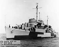 Photo #  19-N-61647:  USS Orca off Houghton, Washington, on 6 February 1944.