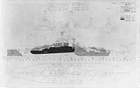 Photo # 19-N-73630:  Port side drawing of Camouflage Measure 31a Design 6B, for USS Nevada (BB-36).