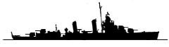 Silhouette of a Benson-class destroyer, of the same general type as USS Laub.