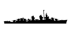 Silhouette of a Fletcher-class destroyer, of the same type as USS Evans.