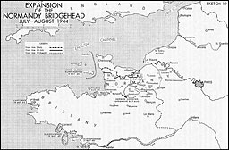 Sketch 19.--Expansion of the Normandy Bridgehead, July-August 1944