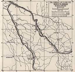 Map: The Pursuit by 5 Ind Div: Keren to Asmara, 27 Mar-1 Apr 1941
