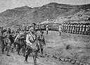 Italian prisoners of war march down from Toselli Fort to the bottom of Tosseli pass at Enda Medani Alem