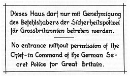 Reproduction of bilingual notice prepared by the Germans for use after invasion of this country