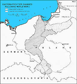 Map: Eastern Frontier Changes Following World War I