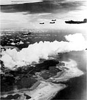 B-24'S APPROACHING FOR AN ATTACK ON YAP ISLAND
