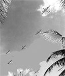 FORMATION OF LIBERATORS OVER ANGAUR ISLAND