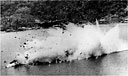 Douglas light bomber, caught by Japanese flak off the coast of New Guinea explodes