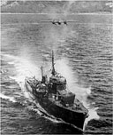 B-25 APPROACHING A JAPANESE WARSHIP in Ormoc Bay