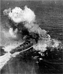 DIRECT HIT ON A JAPANESE WARSHIP by a B-25 in Ormoc Bay