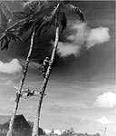 LINESMAN STRINGING COMMUNICATIONS WIRE ON GUAM