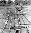 PIPELINES showing the manifold valve installation on the pipeline near Myitkyina, Burma