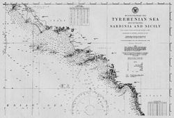 Map: Tyrrhenian Sea, including Sardinia and Sicily
