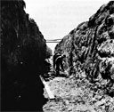 90th Seabees excavating for Tank-farm Pipeline, Iwo Jima