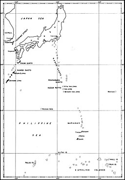 Map: The Marianas, Iwo Jima, Okinawa, and the Japanese Home Islands