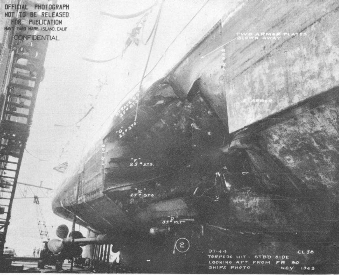 U.S.S. INDEPENDENCE (CVL22) TORPEDO DAMAGE TARAWA 20 NOVEMBER 1943 U. S ...