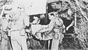 The wounded are transported by stretcher from the fighting zone to the
field ambulance.