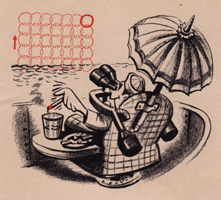 Cartoon: Comfortable lookout scanning the horizon