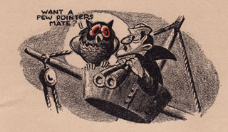 Cartoon: Owl gives pointer to lookout