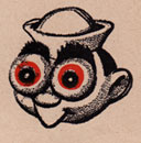 Cartoon: Head with bulging, hilighted eyes